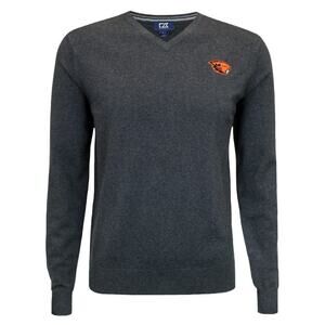 OSU Beaver Men's Grey V-Neck Sweater with Beaver - Size S